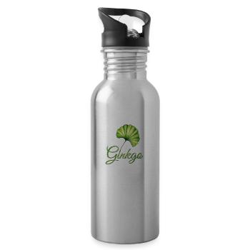 Ginkgoblatt Botanische Eleganz - Trinkflasche mit integriertem Trinkhalm - Lightsilver - Rechts