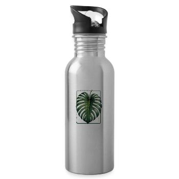 Abondance exotique Monstera Leaf - Gourde avec paille intégrée - argent clair - Droite