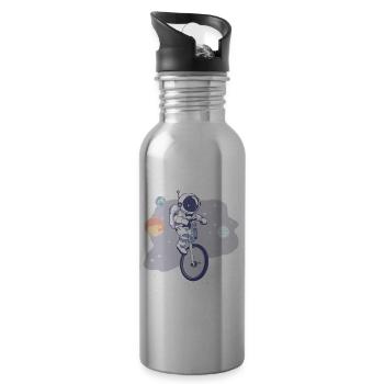 Dieser Typ Liebt Unicycles, Astronaut - Trinkflasche mit integriertem Trinkhalm - Lightsilver - Rechts