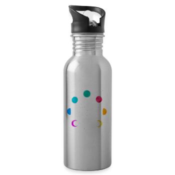 Retro Katzen Mondphase Mondphasen Katze Vintage - Trinkflasche mit integriertem Trinkhalm - Lightsilver - Rechts
