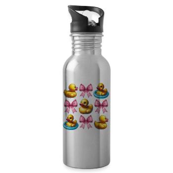 Coquette Bow Rubber Ducky Ducky Mom Mothers Day - Water bottle with straw - silver - Right