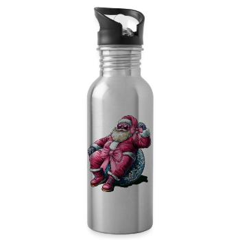 Kokette Bogen Weihnachtsmann Weihnachten - Trinkflasche mit integriertem Trinkhalm - Lightsilver - Rechts