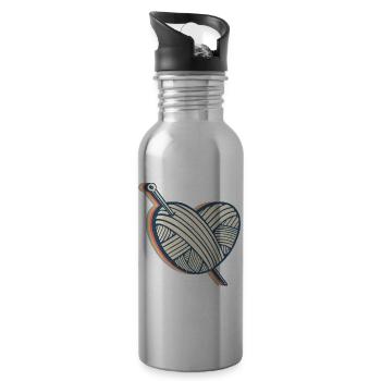 Crochet Crochet Crochet Crochet Knitting Heart - Water bottle with straw - silver - Right
