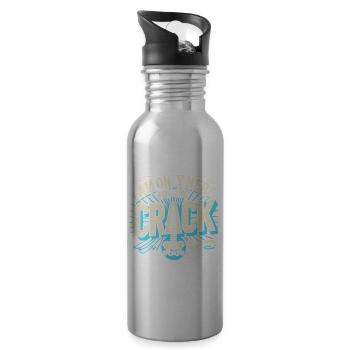 Ich bin nur wegen des Cracks hier - Trinkflasche mit integriertem Trinkhalm - Lightsilver - Rechts