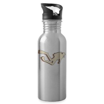 Tauchen Taucher Retro Line Art - Trinkflasche mit integriertem Trinkhalm - Lightsilver - Rechts