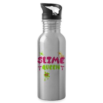 Slime Queen 10e anniversaire Design - Gourde avec paille intégrée - argent clair - Droite