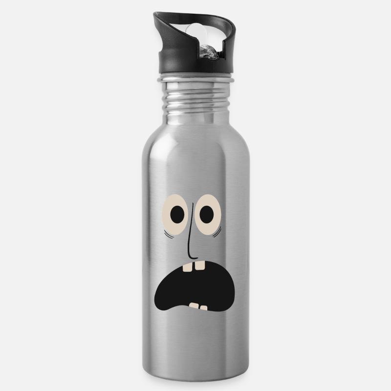 ach du Scheiße - Trinkflasche mit integriertem Trinkhalm - Lightsilver