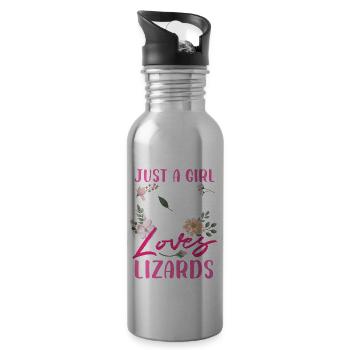 Juste une fille qui aime le design des lézards - Gourde avec paille intégrée - argent clair - Droite