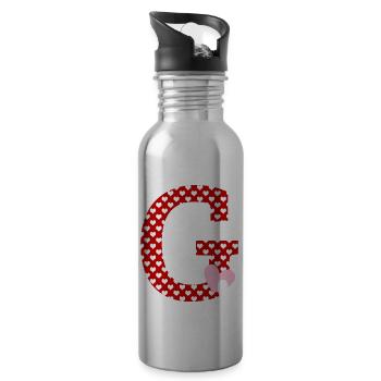 Buchstabe g Herz - Trinkflasche mit integriertem Trinkhalm - Lightsilver - Rechts