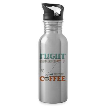 Flight Instructor Before Aviation Coffee Lover - Water bottle with straw - silver - Right