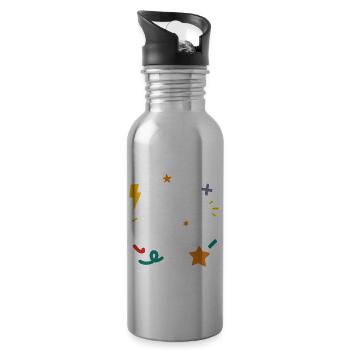 Wild, Cheeky & Finally 3 Years 3rd Birthday - Water bottle with straw - silver - Right