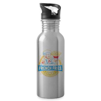 Zertifizierter Pommes-Frites-Experte - Trinkflasche mit integriertem Trinkhalm - Lightsilver - Rechts