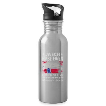 Norvège Pêche Dire Drôle Design - Gourde avec paille intégrée - argent clair - Droite