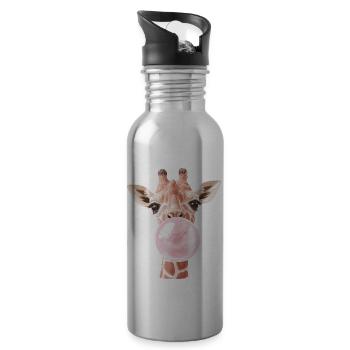 Lustige Giraffe Kaugummi Blase - Trinkflasche mit integriertem Trinkhalm - Lightsilver - Rechts