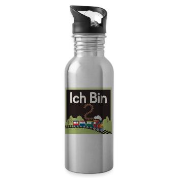 Ich bin 2 Zug Eisenbahn 2. Geburtstag - Trinkflasche mit integriertem Trinkhalm - Lightsilver - Rechts