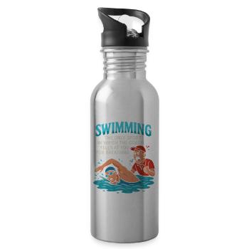 Schwimmen ist die einzige Sportart, bei der der - Trinkflasche mit integriertem Trinkhalm - Lightsilver - Rechts