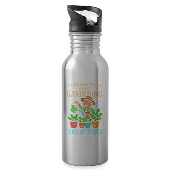 Ich bin so aufgeregt über Gartenarbeit, dass ich - Trinkflasche mit integriertem Trinkhalm - Lightsilver - Rechts