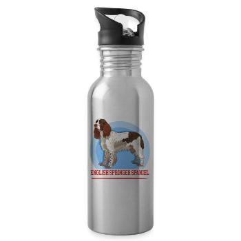 English Springer Spaniel Hundebesitzer Geschenk - Trinkflasche mit integriertem Trinkhalm - Lightsilver - Rechts