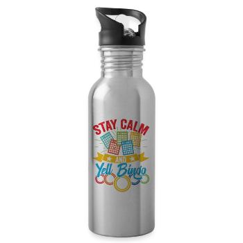 Bingo Gift Bingo Player Bingo Party - Water bottle with straw - silver - Right