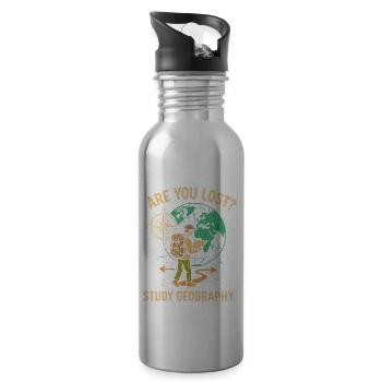 Haben Sie sich verlaufen? Geographie studieren - Trinkflasche mit integriertem Trinkhalm - Lightsilver - Rechts