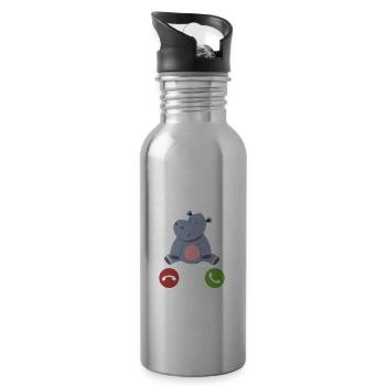 Mon hippo m’appelle Faut que j’y aille - Gourde avec paille intégrée - argent clair - Droite