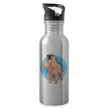 American Cocker Spaniel Dog Gifts - Water bottle with straw - silver - Right