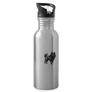 Relax it, it's a Schipperke, not a shark - Water bottle with straw - silver - Right