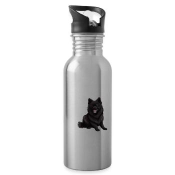 Schipperkes Sind Meine Lieblingsmenschen - Trinkflasche mit integriertem Trinkhalm - Lightsilver - Rechts
