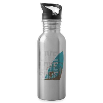Kühnes Surfer-Lifestyle-Design Bold Surfer - Trinkflasche mit integriertem Trinkhalm - Lightsilver - Rechts