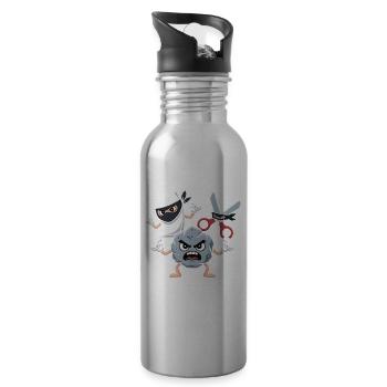 Schere Stein Papier Kawaii - It's Strategy - Trinkflasche mit integriertem Trinkhalm - Lightsilver - Rechts