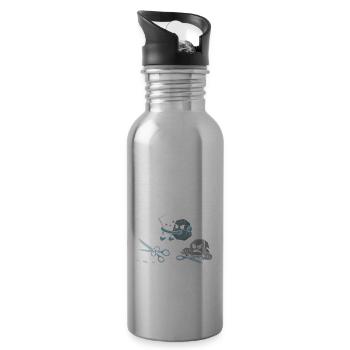 Rock, paper, scissors, the history of the game - Water bottle with straw - silver - Right