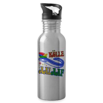 Kölle Aalaaf - Jecker Aal mit Narrenkappe Kostüm - Trinkflasche mit integriertem Trinkhalm - Lightsilver - Rechts