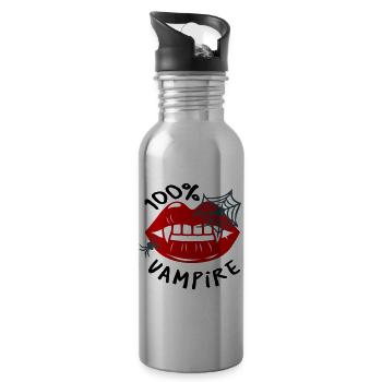 Spinnennetz mit Lippenmotiv - Trinkflasche mit integriertem Trinkhalm - Lightsilver - Rechts