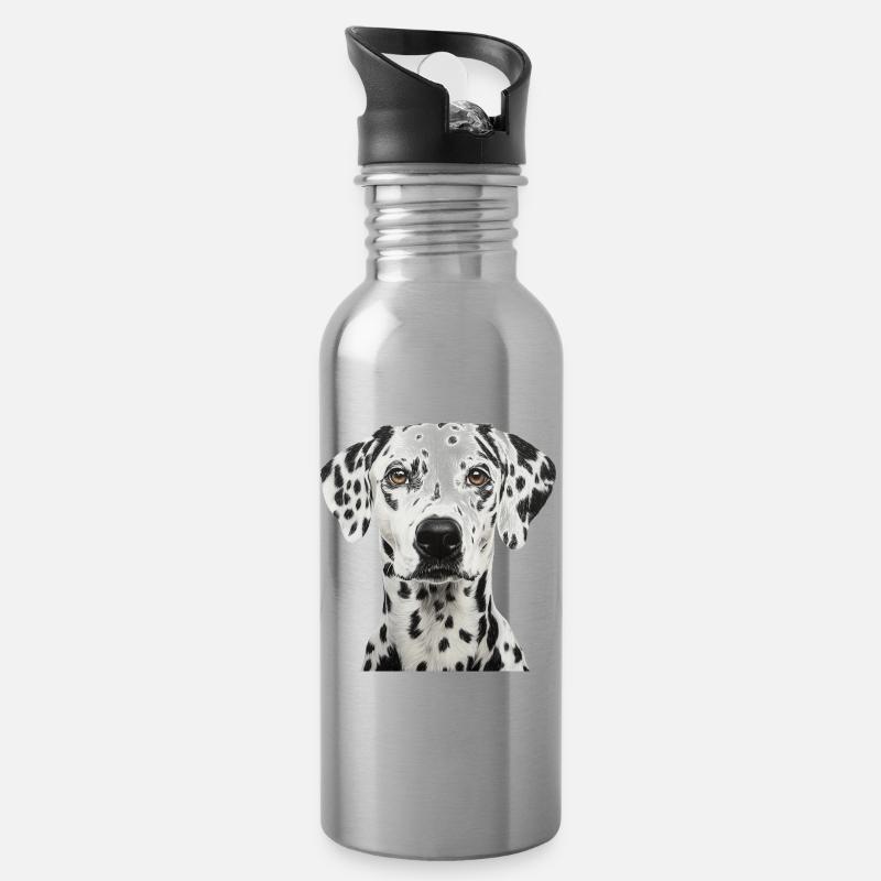 Dalmatiner - Trinkflasche mit integriertem Trinkhalm - Lightsilver