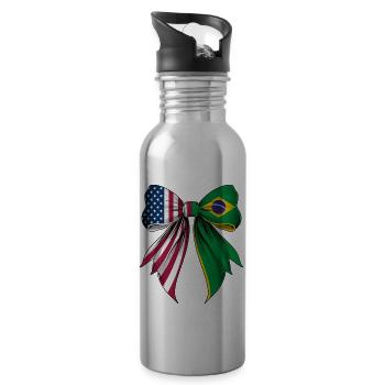 Coquette Bow Brazil Roots Heritage - Water bottle with straw - silver - Right