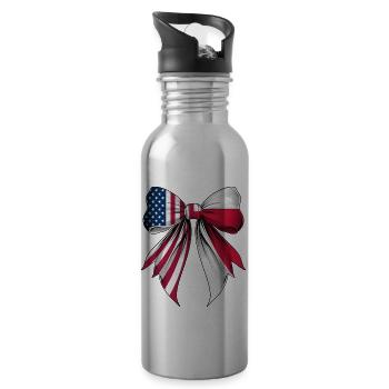 Coquette Schleife Polen Wurzeln Erbe Pole Stolz - Trinkflasche mit integriertem Trinkhalm - Lightsilver - Rechts