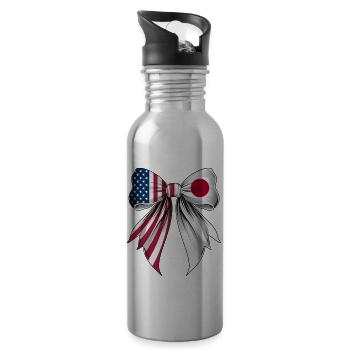 Coquette Bow Japan Roots Heritage Japanese - Water bottle with straw - silver - Right