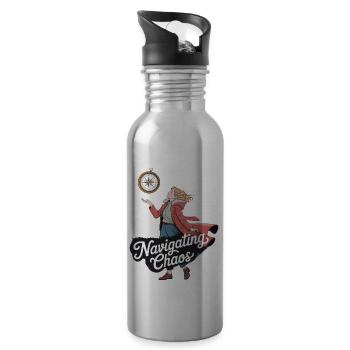 Navigating Chaos Artful Design - Water bottle with straw - silver - Right