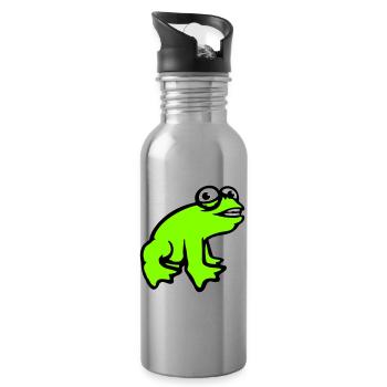 Frog grins cool funny comic crazy toad - Water bottle with straw - silver - Right