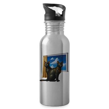 ÄGYPTISCHE KATZEN – Tiere - Trinkflasche mit integriertem Trinkhalm - Lightsilver - Rechts