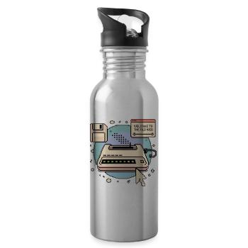 Welcome To The Old Web Retro Internet - Water bottle with straw - silver - Right