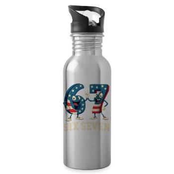 US Flag 67 Memes Six Seven - Water bottle with straw - silver - Right
