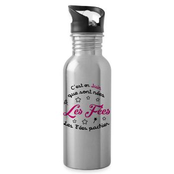 June Birthday - The Fairies Don't Shit! - Water bottle with straw - silver - Right