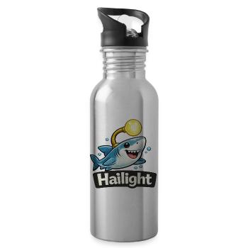 Hai Light / Highlight lustiges Wortwitz Shirt - Trinkflasche mit integriertem Trinkhalm - Lightsilver - Rechts