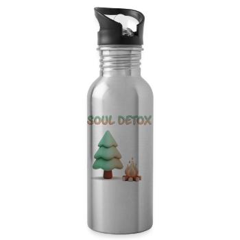 Cozy 3D Pine Tree Soul Detox Aesthetic - Water bottle with straw - silver - Right