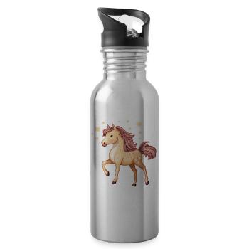 Cute Horse with Stars - Water bottle with straw - silver - Right