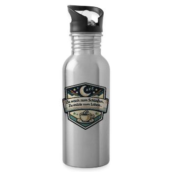 Zu wach zum Schlafen Motiv - Trinkflasche mit integriertem Trinkhalm - Lightsilver - Rechts