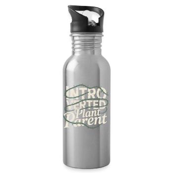 Introverted Plant Parent - Water bottle with straw - silver - Right