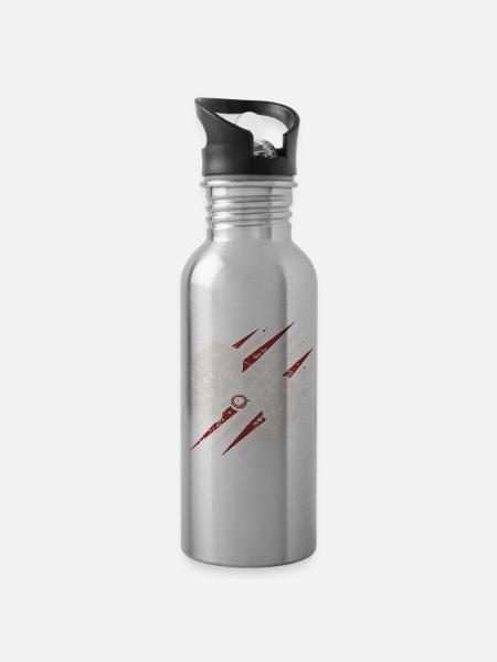 Backgammon | Brettspiel | Geschenk - Trinkflasche mit integriertem Trinkhalm - Lightsilver