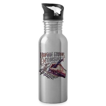 Human Error Enthausiast - Water bottle with straw - silver - Right